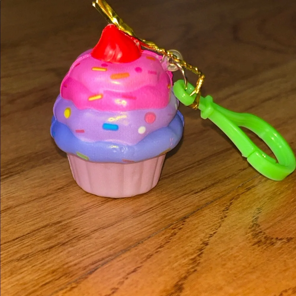Free Gift w/ purchase - Small Colorful Squishy Cupcake Keychain - Picture 1 of 3